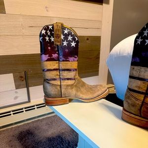 Tin Haul Real Leather American Flag Cowboy Boots